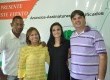 Equipe da TV Pampa em visita ao JTR; (da esq. para dir.) O repórter Juliano Silva; a gerente geral da TV Pampa, Solange Calderon; a repórter Rogéria Ferreira; e o diretor geral do JTR, Adilson Cruz