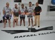 Da esq para dir - proprietário do Centro de Treinamento, Rafael Falcão; Campeão da categoria estreante, Samuel Monteiro; Campeã da categoria Amador, Chaiane Nunes;  Professor de Muay Thai, Eduardo Freitas; e instrutor de Muay Thai, Jairson Duarte